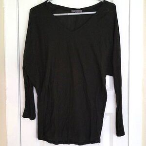 Vince Sheer Raglan Long Sleeve Top / Black / XS